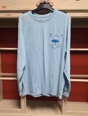 Light Blue Long-Sleeve Pocket Tee - Men's XL, General Motors, Chevy